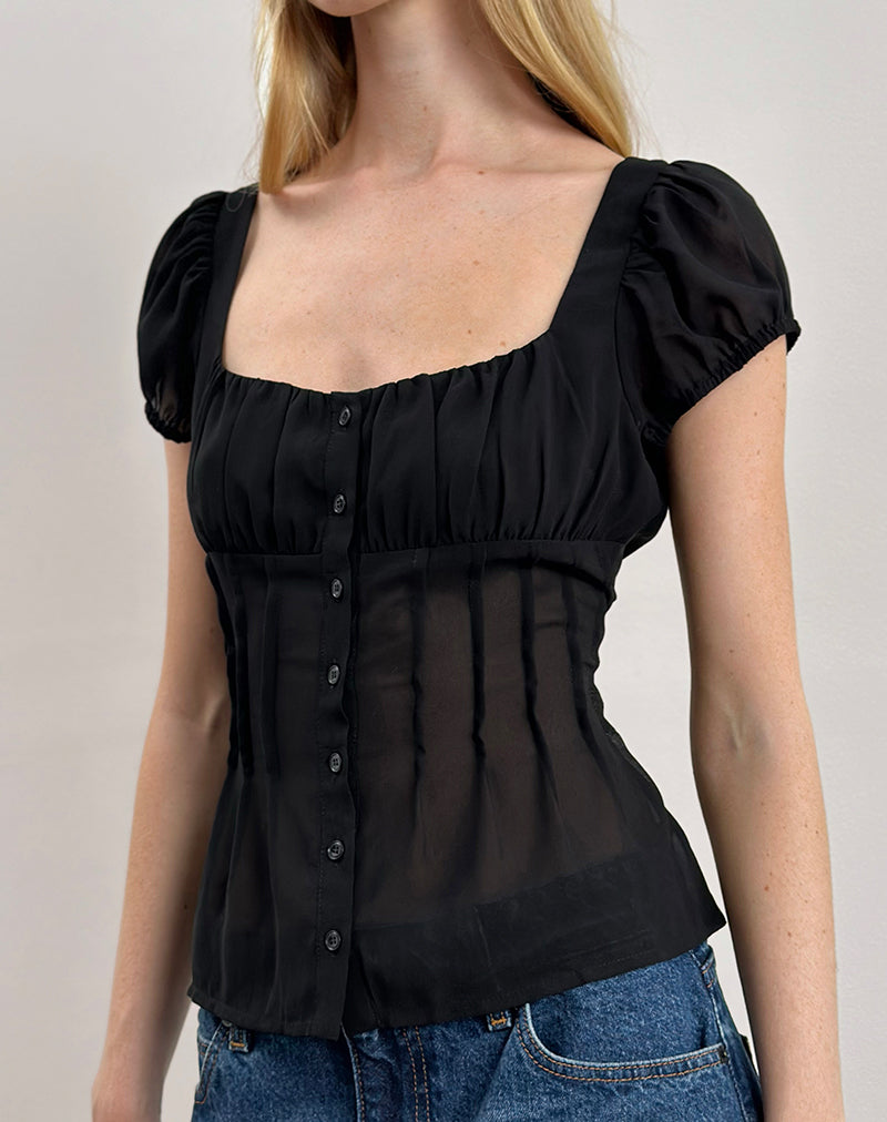 Camicetta Rolina in chiffon nero