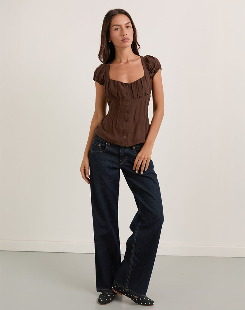 Immagine della blusa Rolina in chiffon marrone