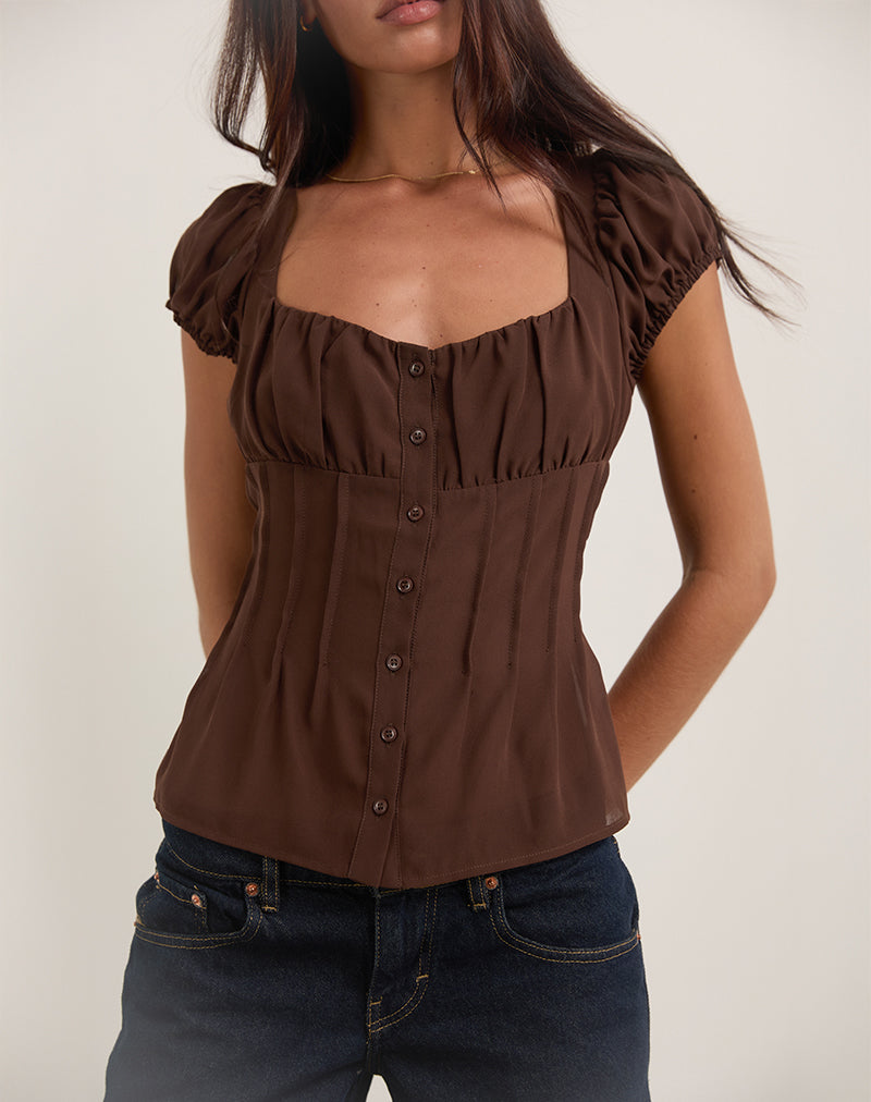 Camicetta Rolina in chiffon marrone