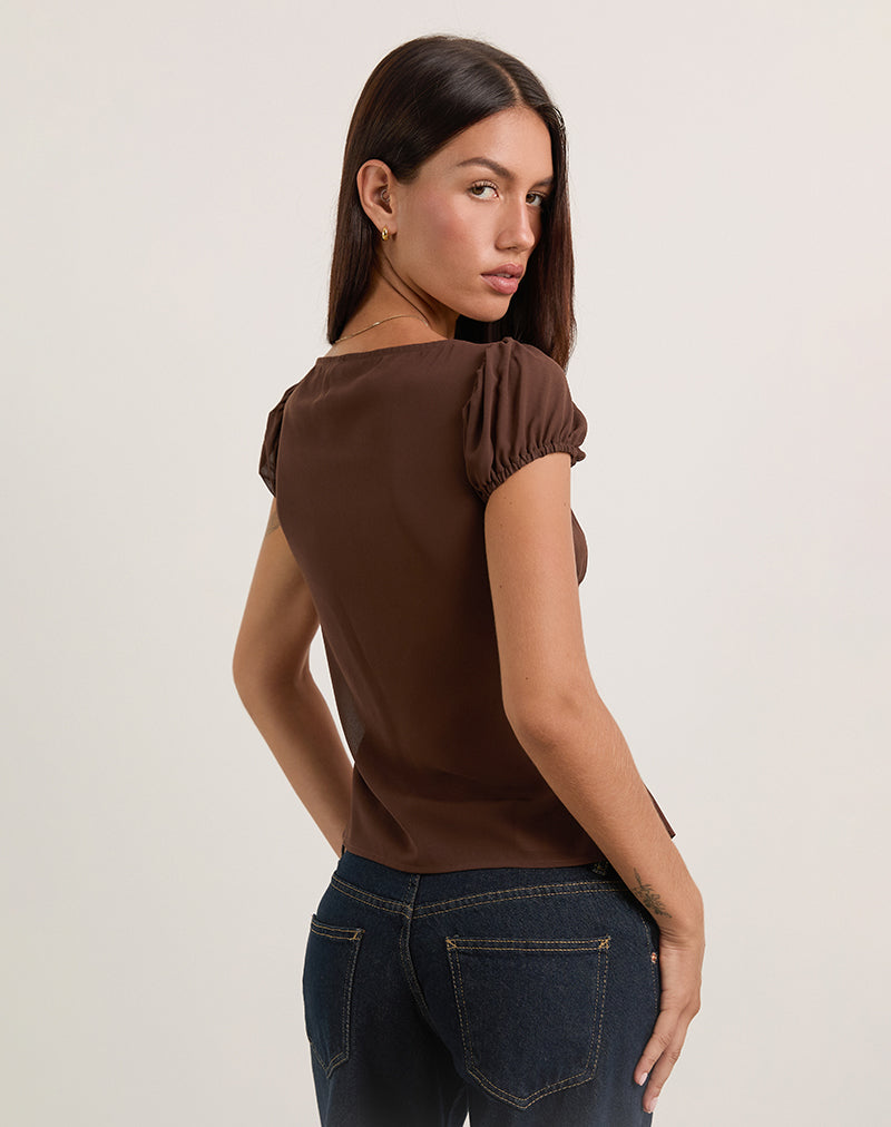 Immagine della blusa Rolina in chiffon marrone