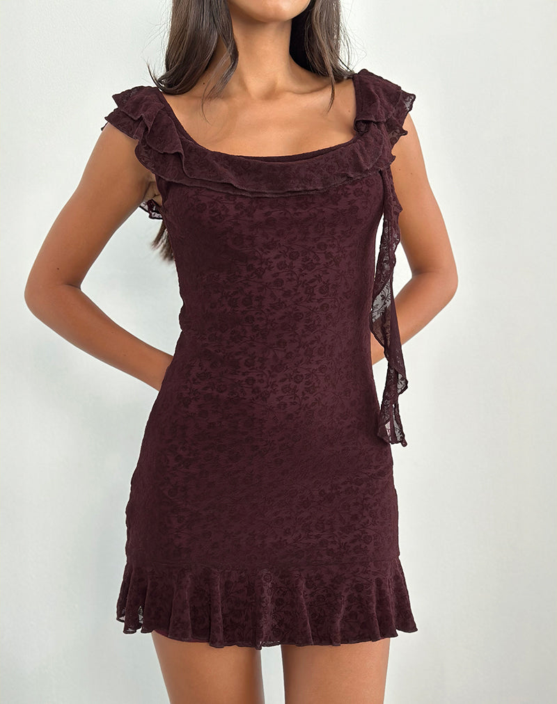 Mini abito Rolita in Ditsy Flock, marrone bruciato