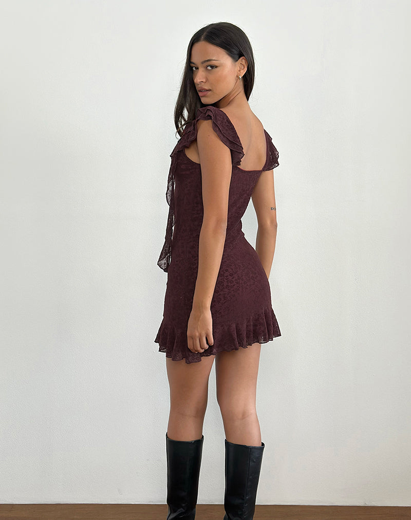 Immagine di Rolita Mini Abito in Ditsy Flock Burnt Maroon