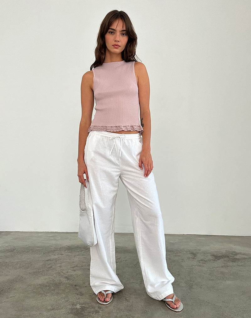 Immagine di Romane Top senza maniche in maglia a coste Dusty Rose