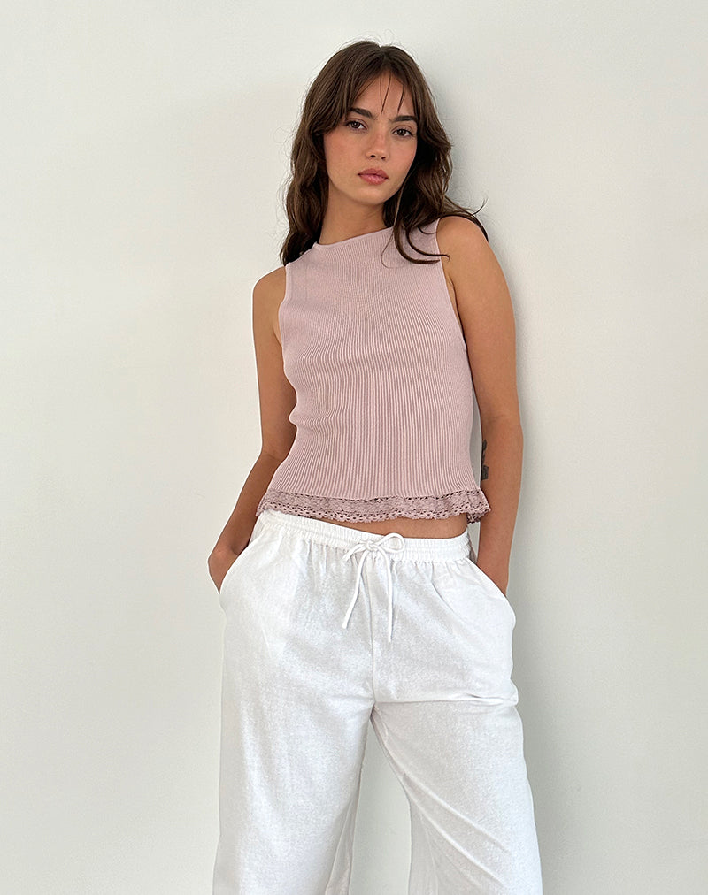 Immagine di Romane Top senza maniche in maglia a coste Dusty Rose