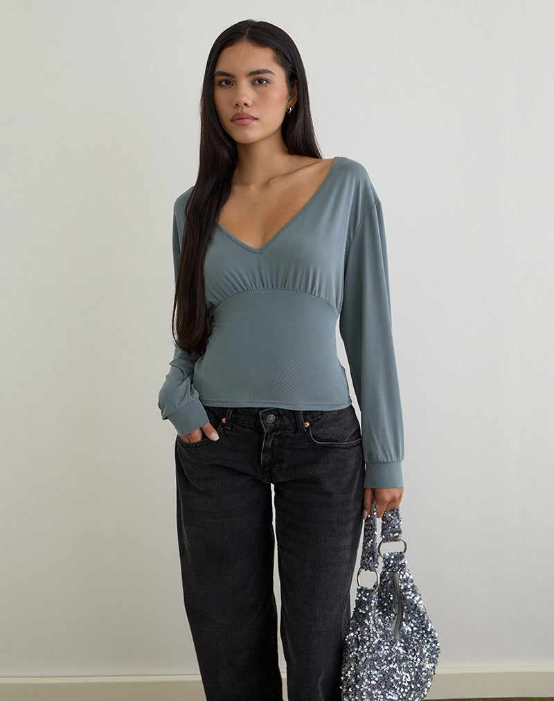 Top Romari in blu cenere