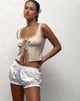 Immagine di Rona Satin Butterfly Top in crema di burro