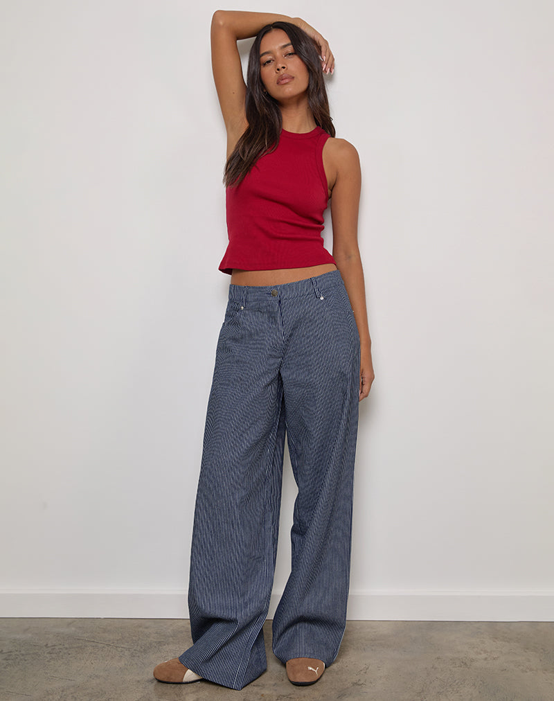 Jeans Roomy Extra Wide a vita bassa con lavaggio gessato indaco