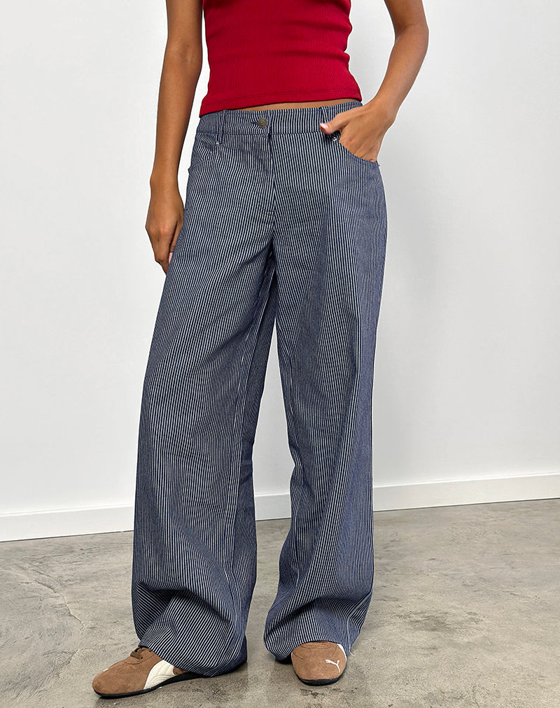 Jeans Roomy Extra Wide a vita bassa con lavaggio gessato indaco