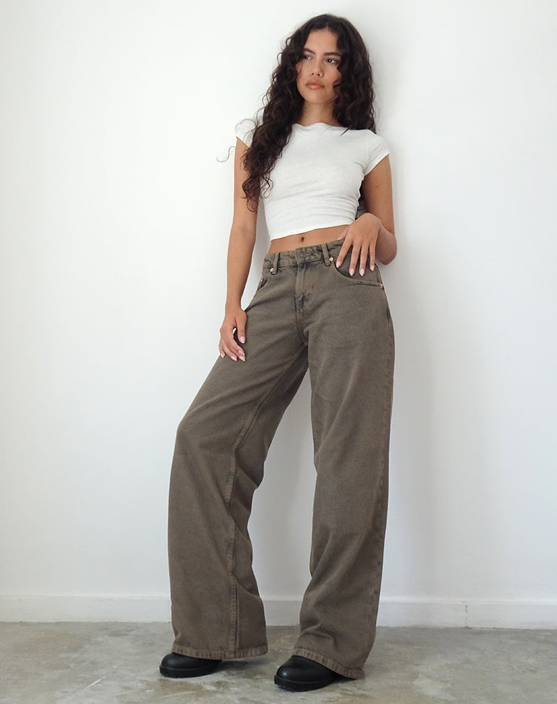 Immagine di Roomy Extra Wide Low Rise Jeans in nero scuro Sand