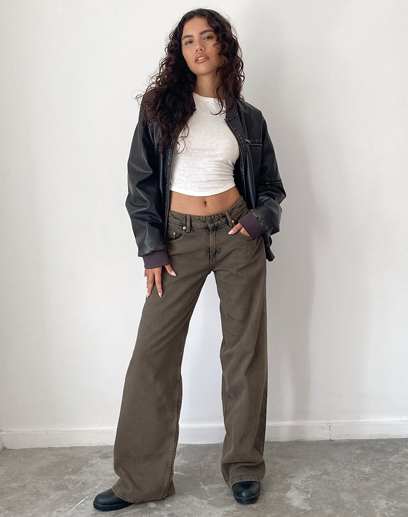 Immagine di Roomy Extra Wide Low Rise Jeans in nero scuro Sand