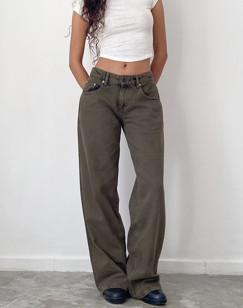 Immagine di Roomy Extra Wide Low Rise Jeans in nero scuro Sand