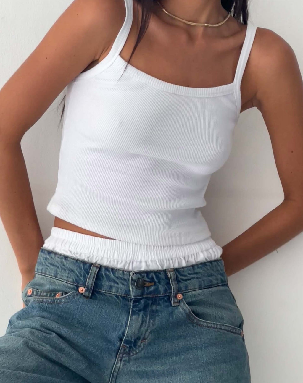 Gilet a coste Aus in bianco