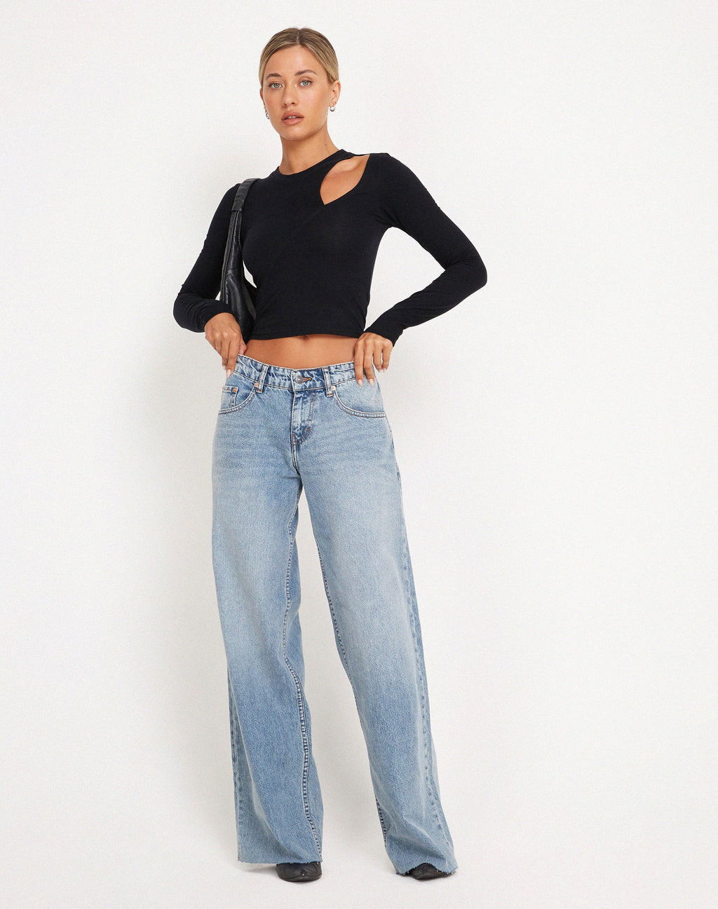 Jeans Roomy Extra Wide Raw Hem Low Rise con lavaggio blu vintage