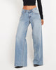 Immagine di Roomy Extra Wide Raw Hem Jeans in Vintage Blue Wash