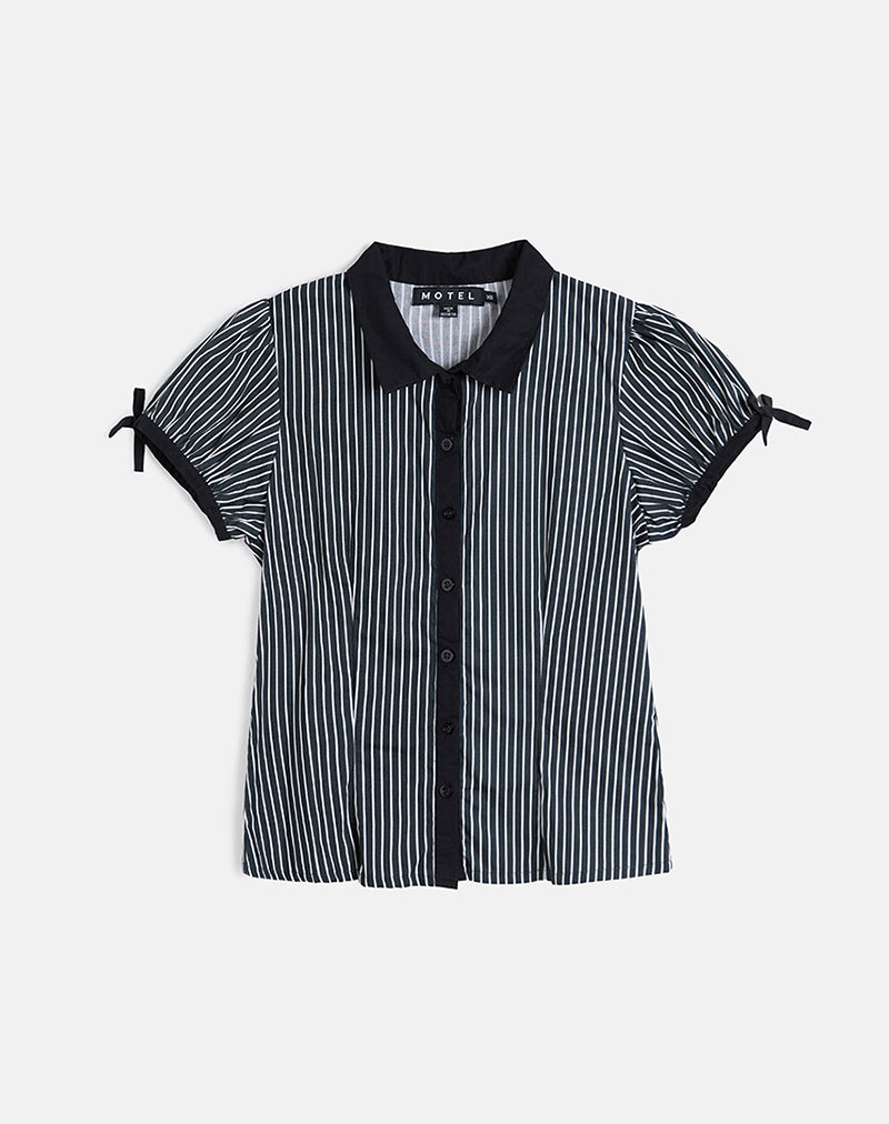 Immagine della blusa Rosabe in nero e grigio Monostripe