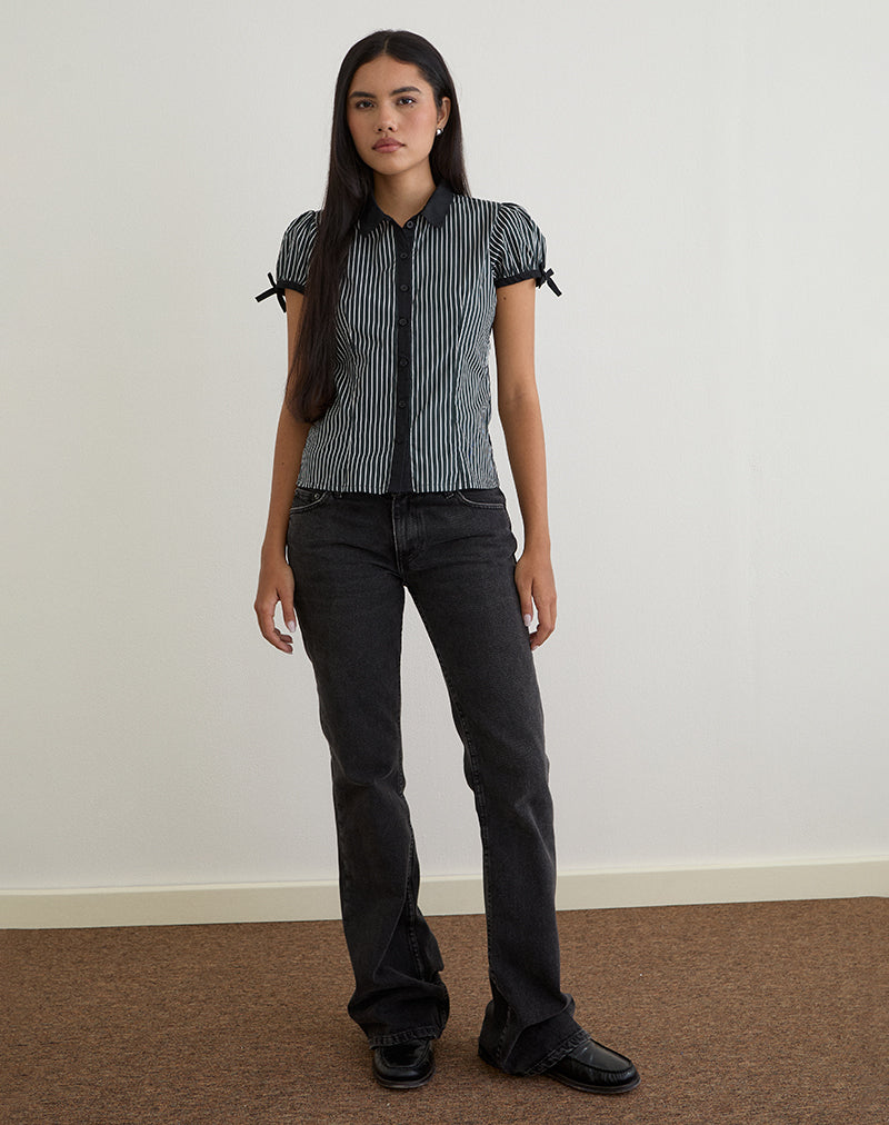 Immagine della blusa Rosabe in nero e grigio Monostripe