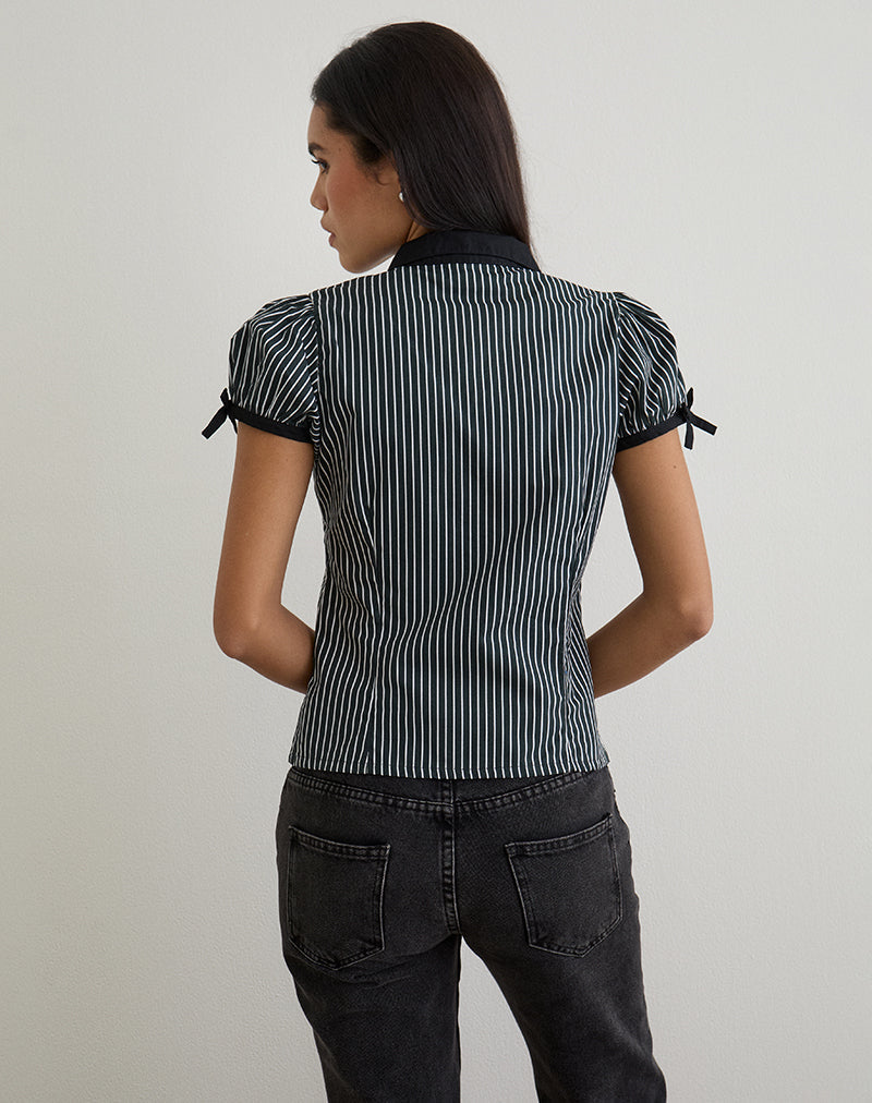 Immagine della blusa Rosabe in nero e grigio Monostripe