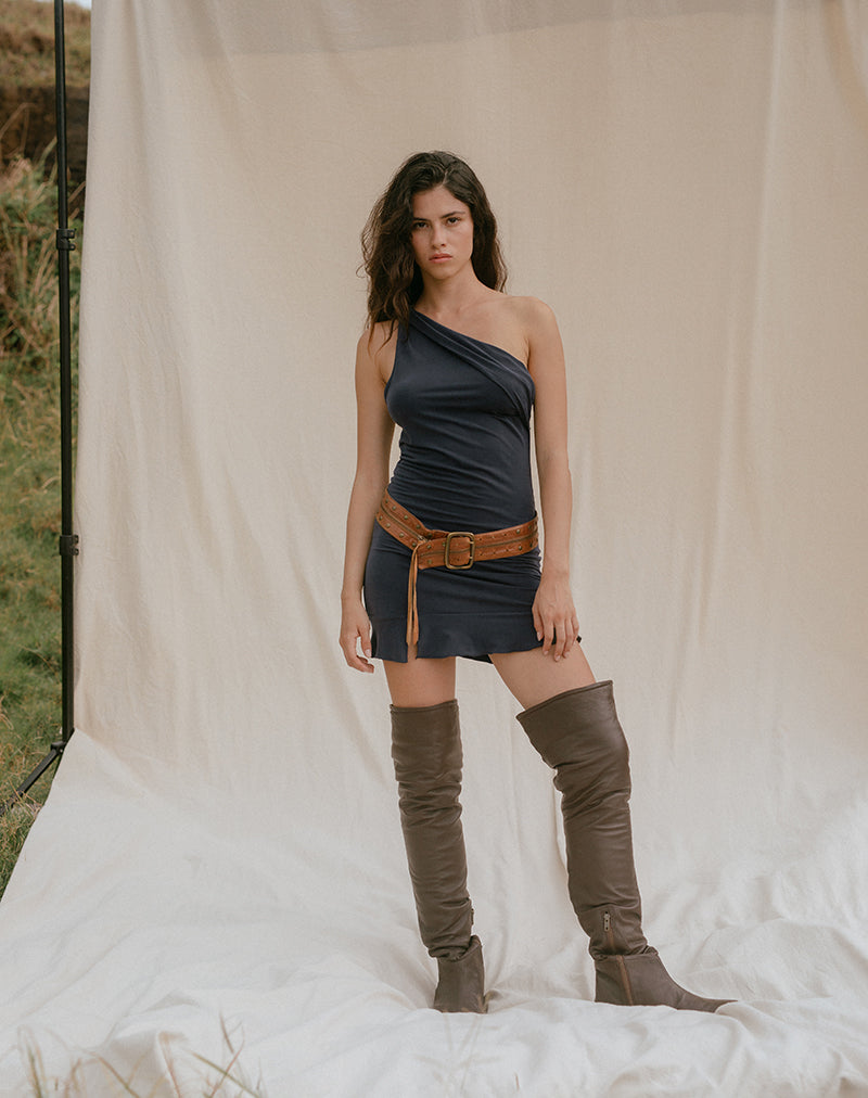 Immagine dell'abito mini Rosamel in cupro blu notte