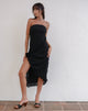 Immagine di Rosaya Ruffle Rosette Bandeau Midi Dress in chiffon nero