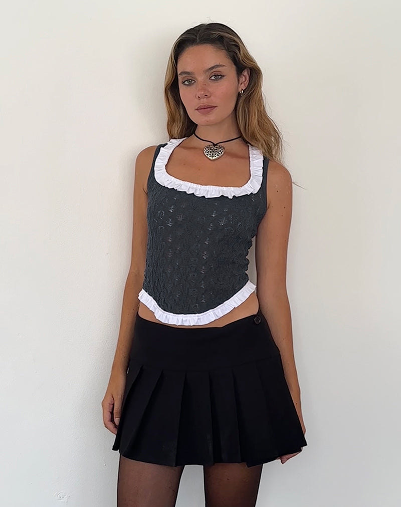 Immagine di Roslyn Pointelle Vest Top in Dark Charcoal