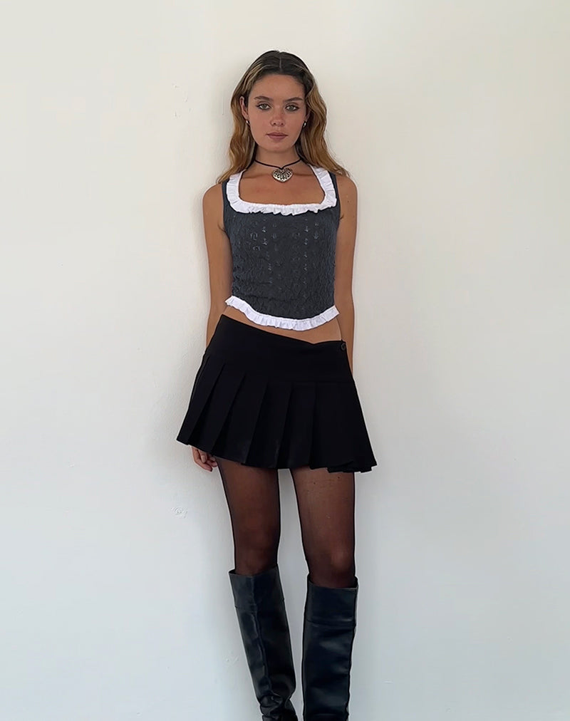 Immagine di Roslyn Pointelle Vest Top in Dark Charcoal