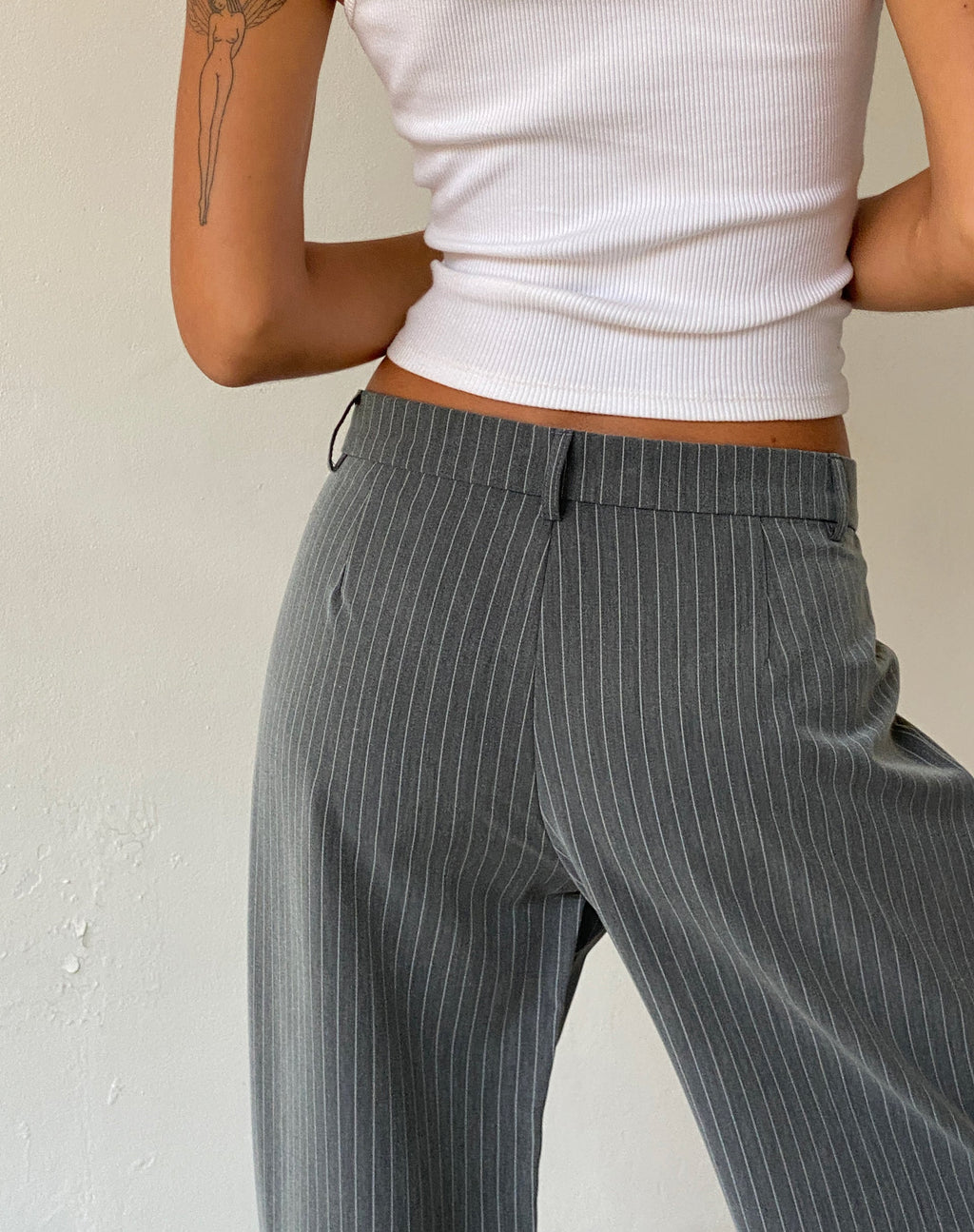 Pantaloni a vita bassa Abba in gessato grigio