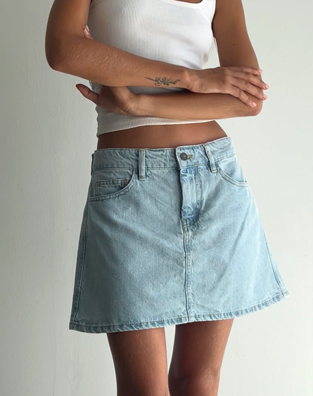 Gonna Mini A-Line in Denim Blue Bleach