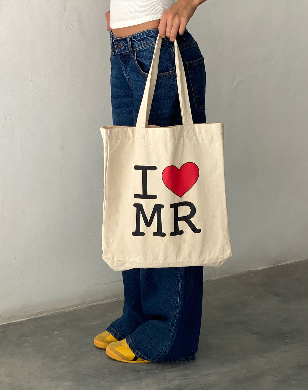 Borsa tote I Heart MR in bianco sporco
