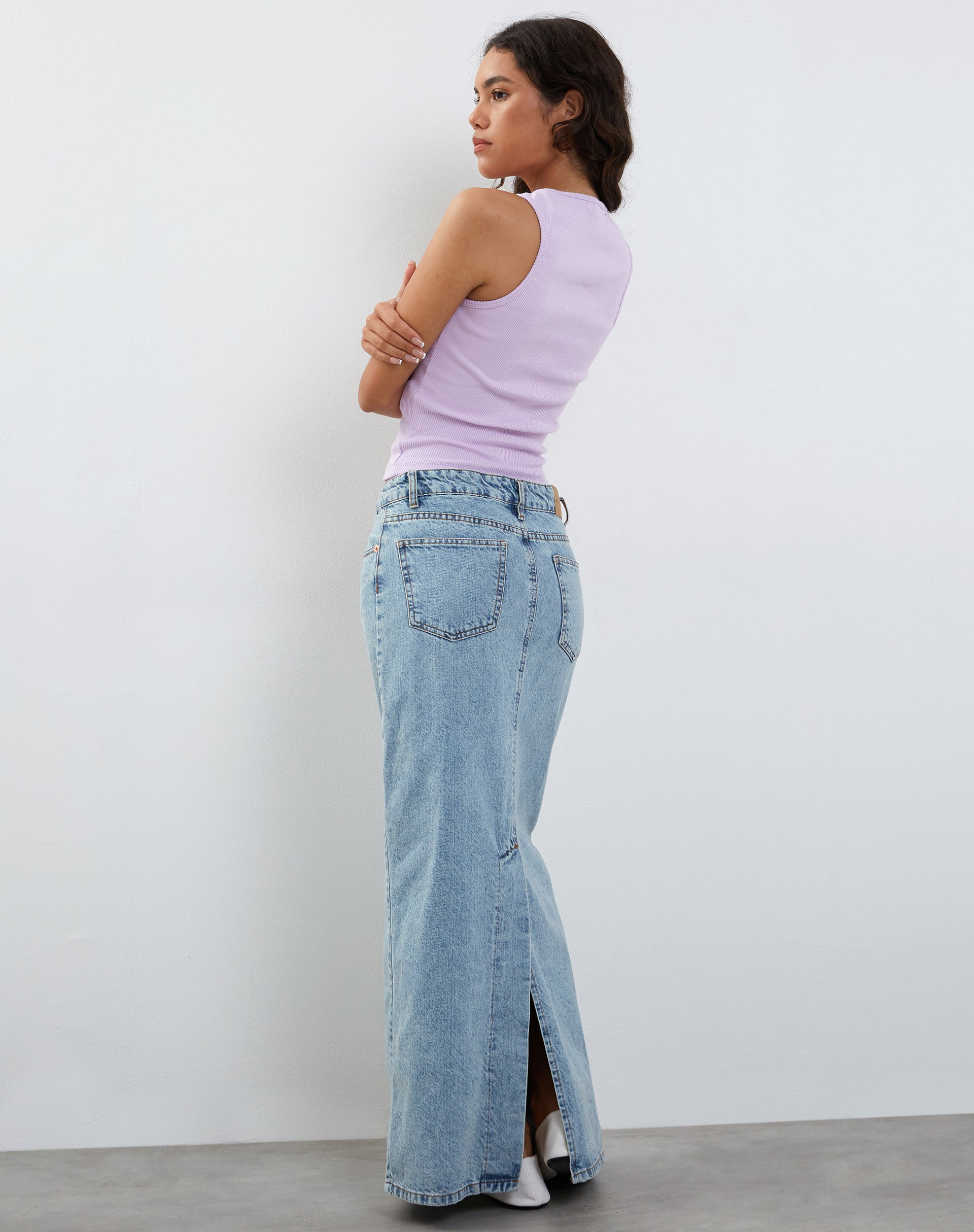 immagine di Roxe Ribbed Vest Top in Soft Lilac