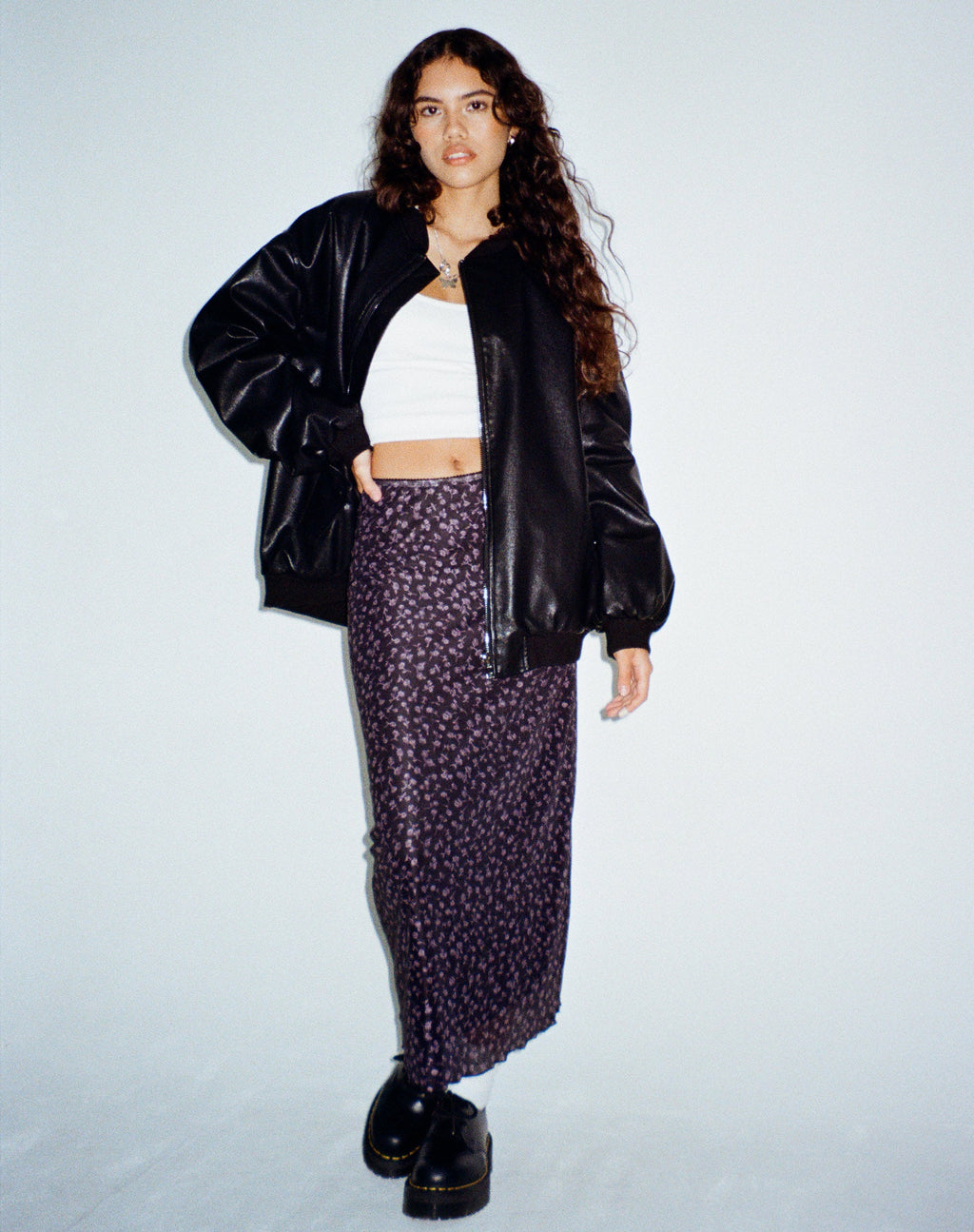 Maxi gonna Lassie in Dark Ditsy Rose Nero