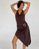 Immagini di Ruebelle - Vestito midi asimmetrico con scollo a mezzaluna in Mocca