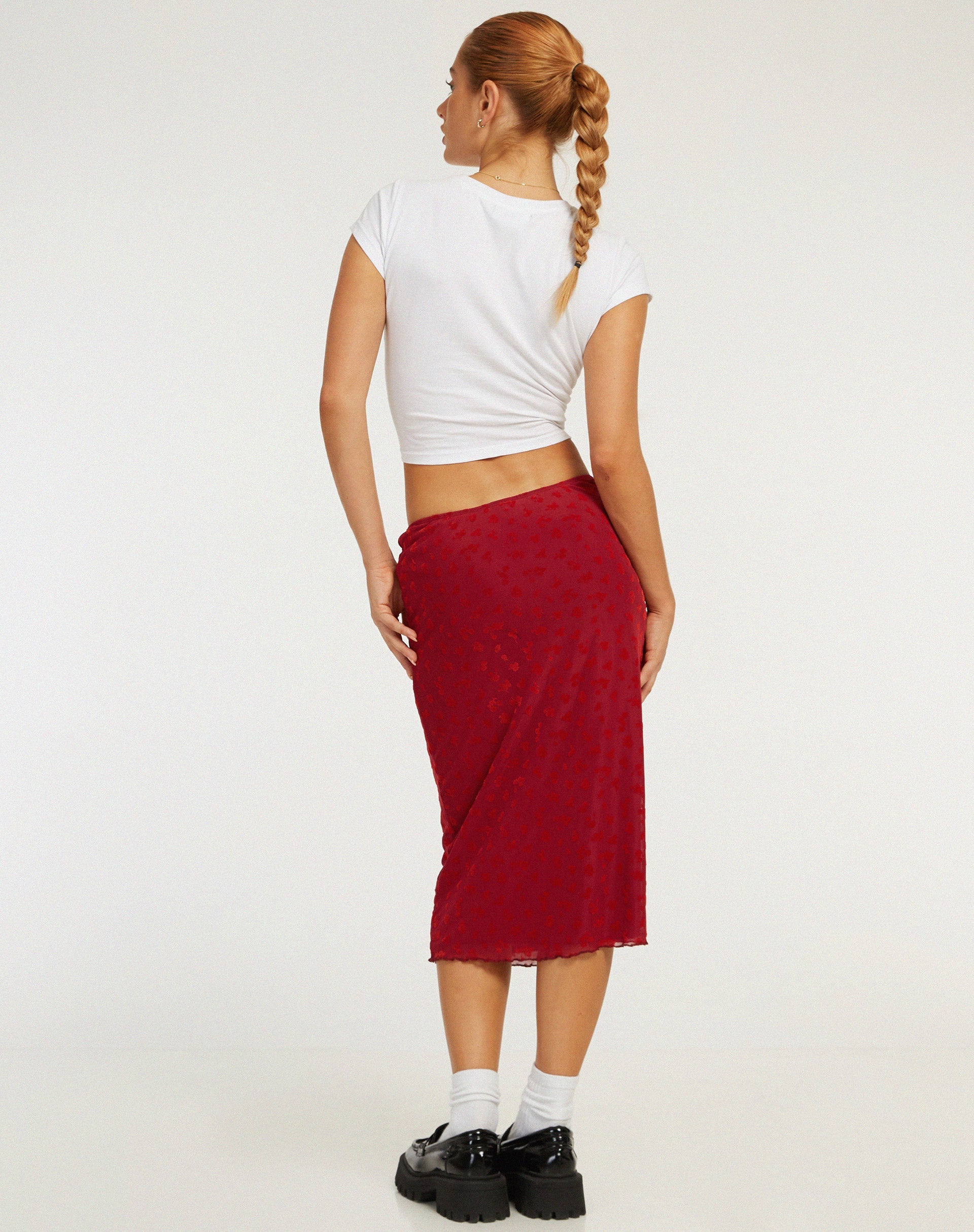 immagine di Rujha Midi Skirt in Red Flock Mesh