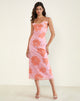 Immagine di Rujira Cowl Midi Dress in Floral Pink Orange