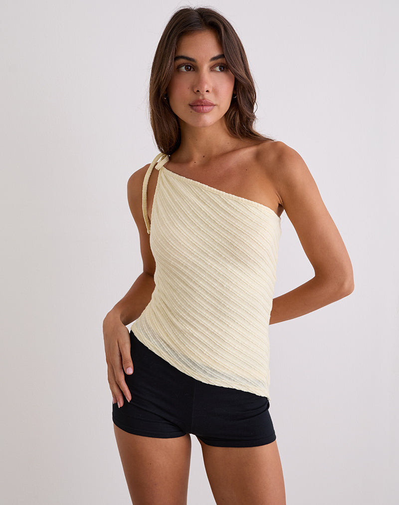 Immagine di Rusana Top in maglia diagonale trasparente Buttercream