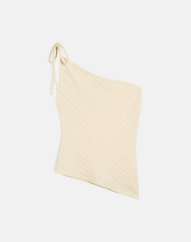 Immagine di Rusana Top in maglia diagonale trasparente Buttercream