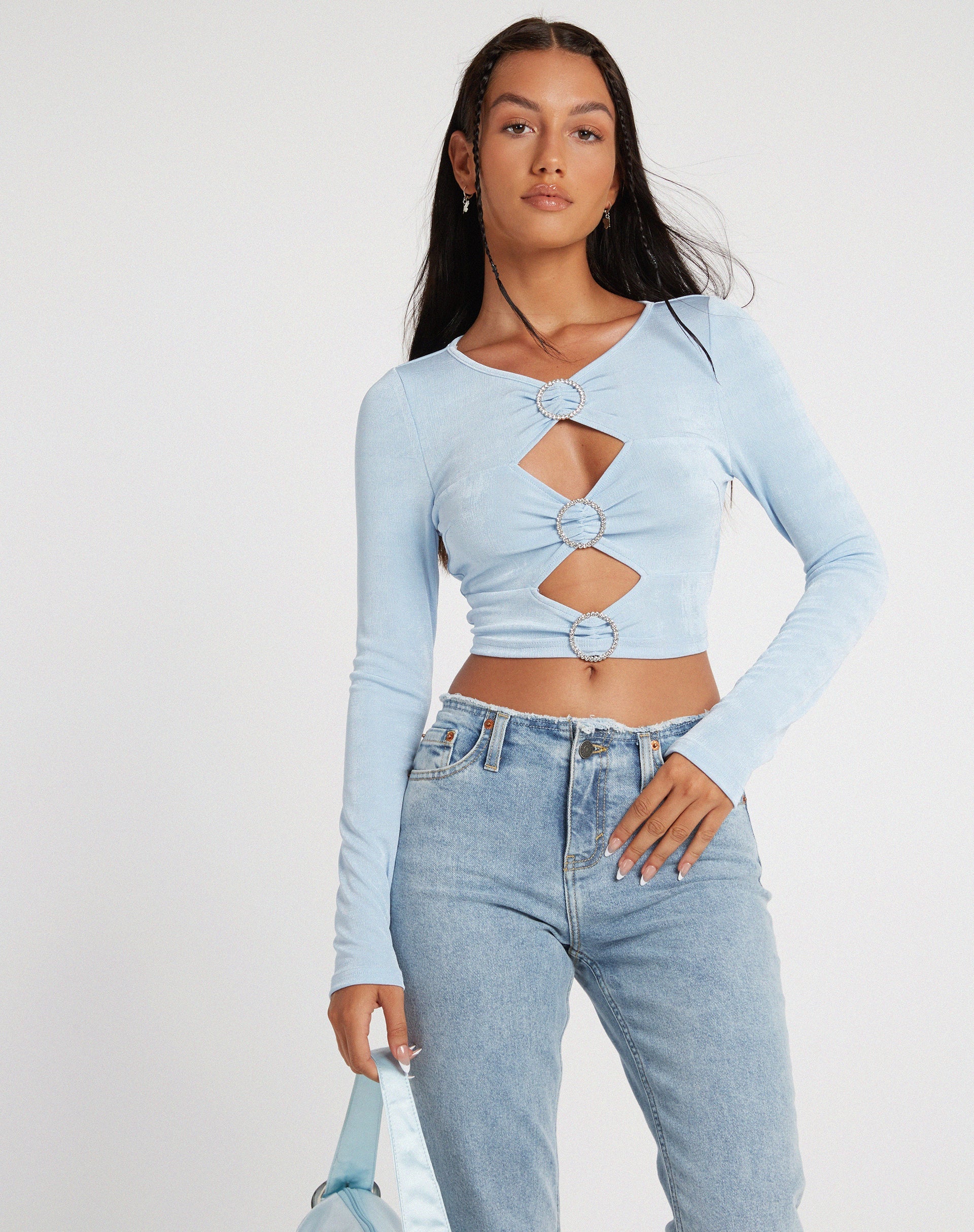 immagine di Ruti - Top a maniche lunghe in crepe blu baby