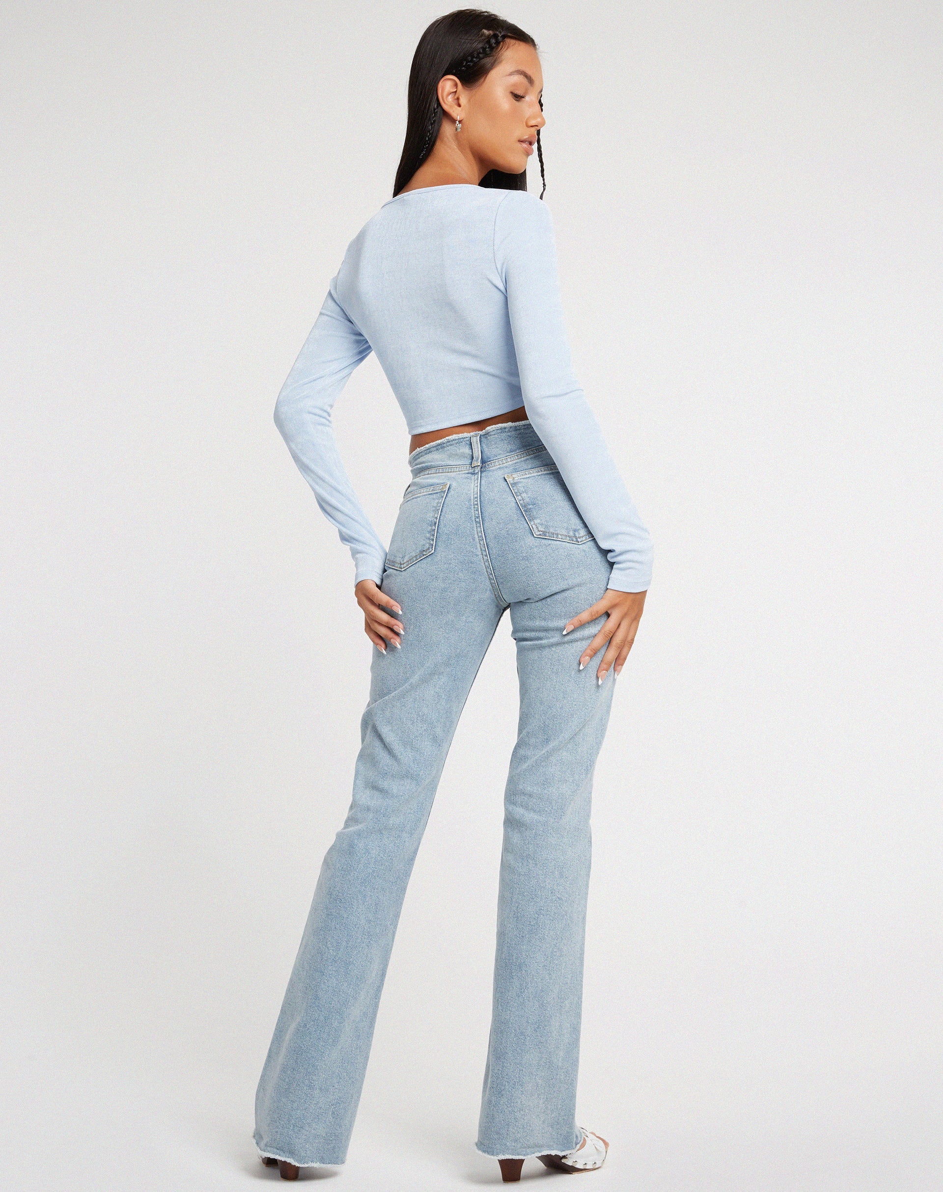 immagine di Ruti - Top a maniche lunghe in crepe blu baby