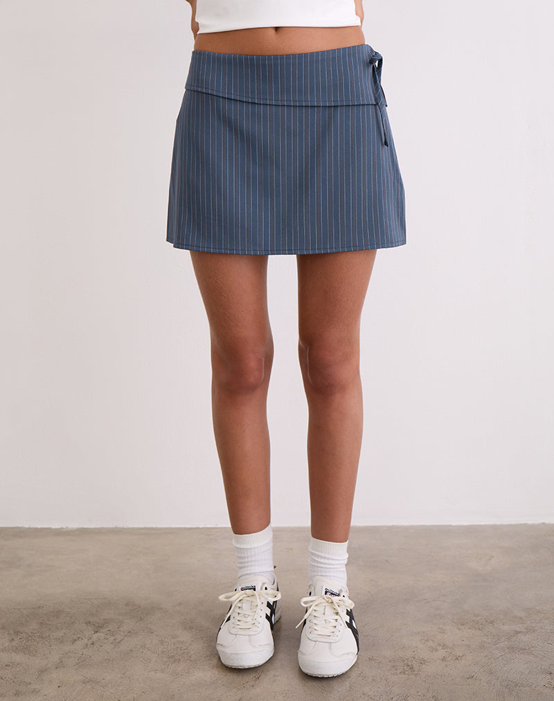 Immagine di Ryker Skort in gessato sartoriale elasticizzato Navy