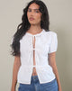 immagine della camicetta Ryota Tie Front in bianco con rilegatura bianca