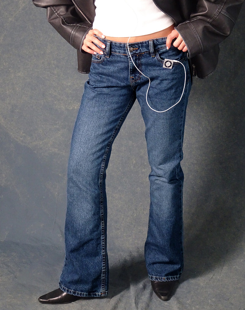 Immagine di Rigid Low Rise Flare Jeans in Mid Blue Used