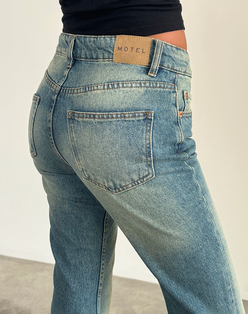 Immagine di Rigid Jeans a vita bassa in verde mare