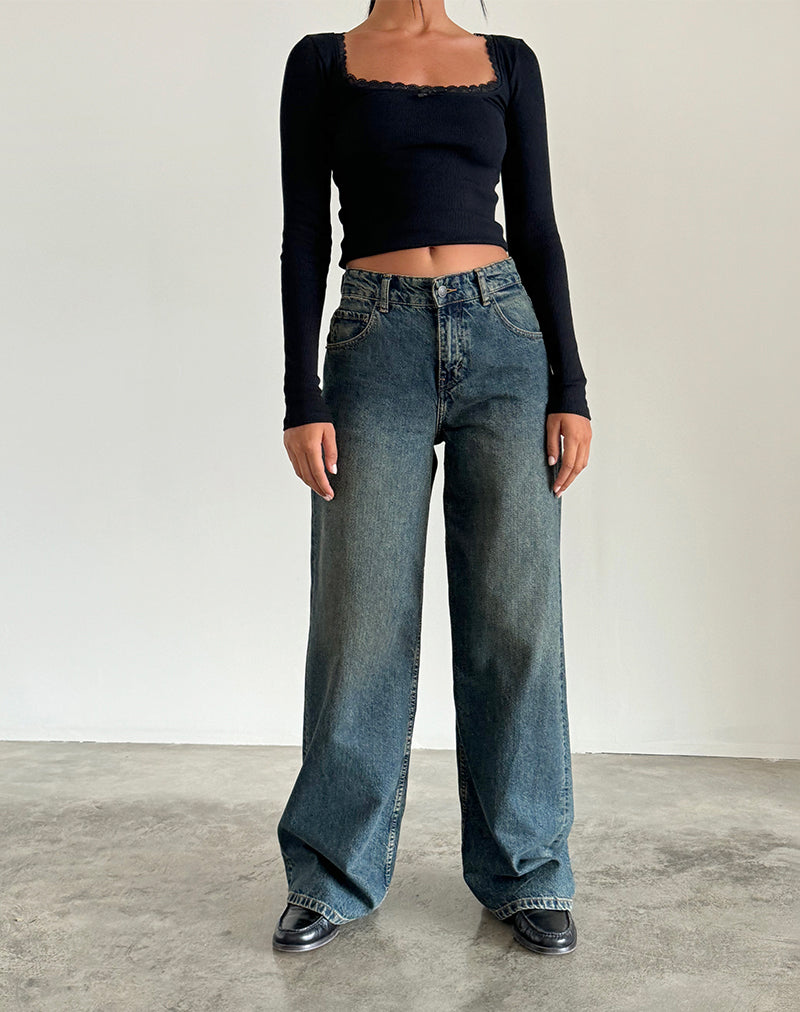 Immagine di Jeans Roomy Extra Wide in Marrone Blu Acido