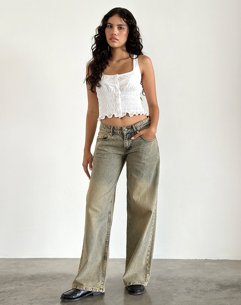 Jeans Roomy extra larghi a vita bassa in blu sabbia acido