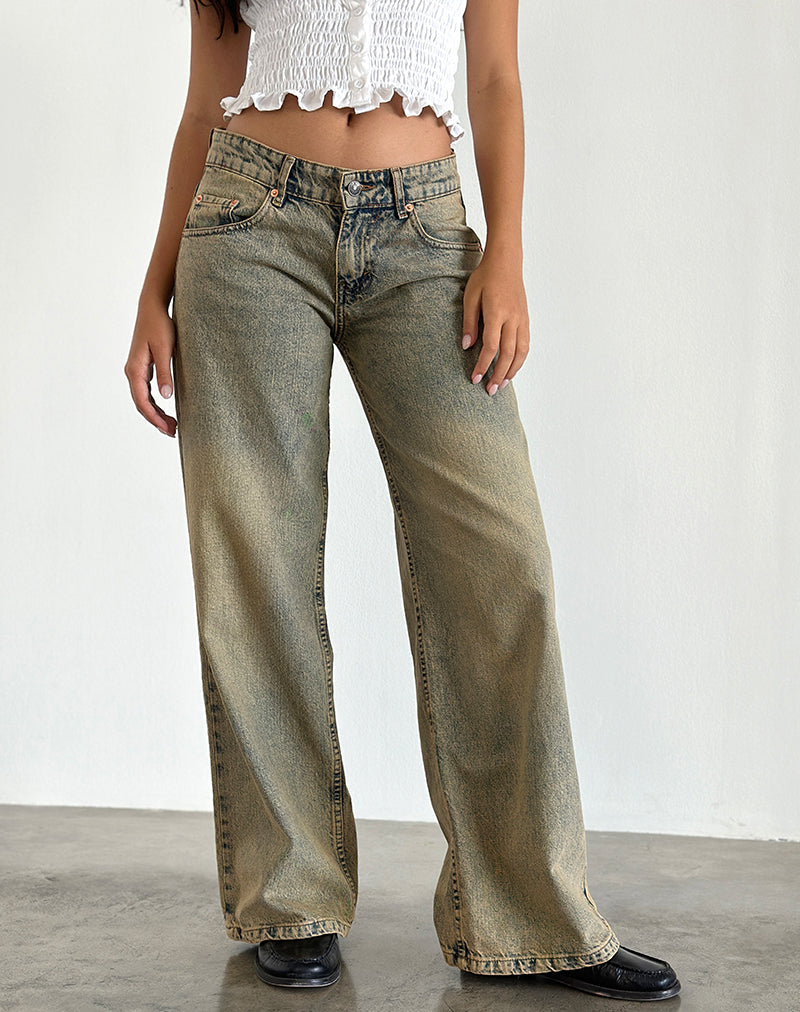 Jeans Roomy extra larghi a vita bassa in blu sabbia acido
