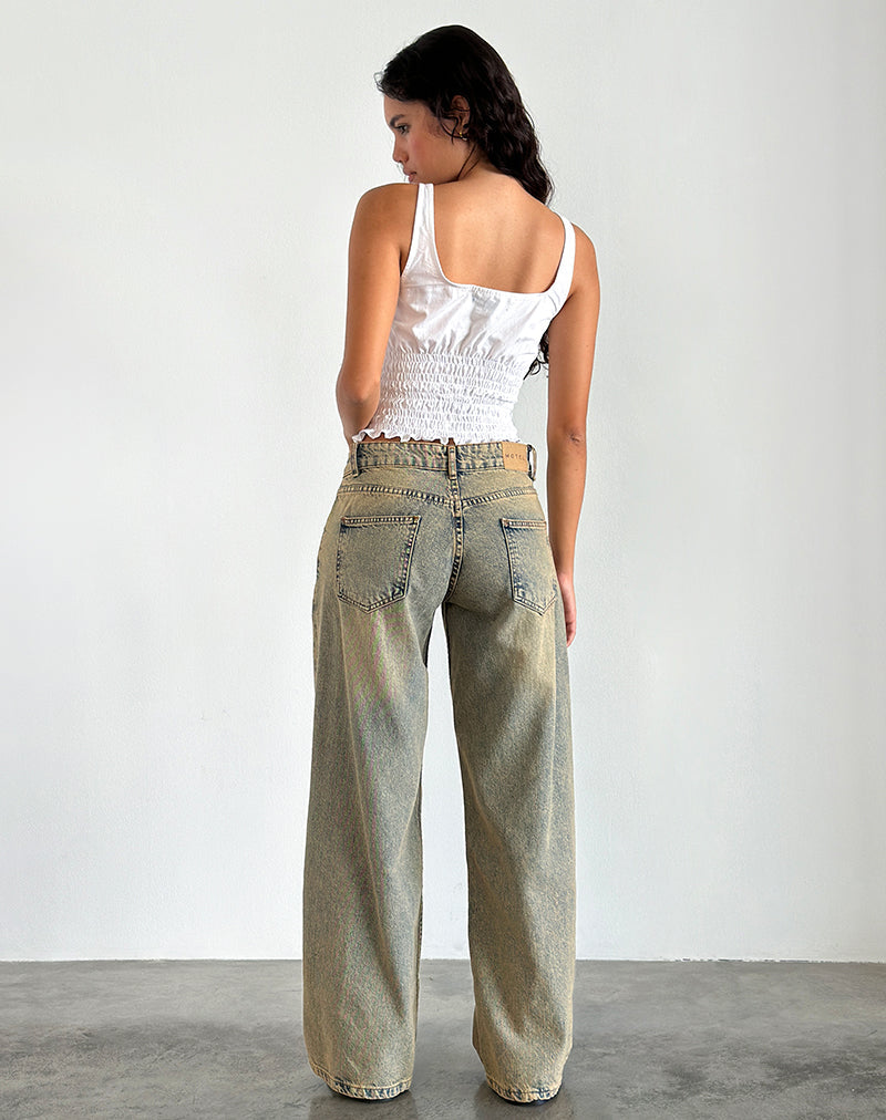 Immagine di Roomy Extra Wide Leg Low Rise Jeans in Sandy Blue Acid