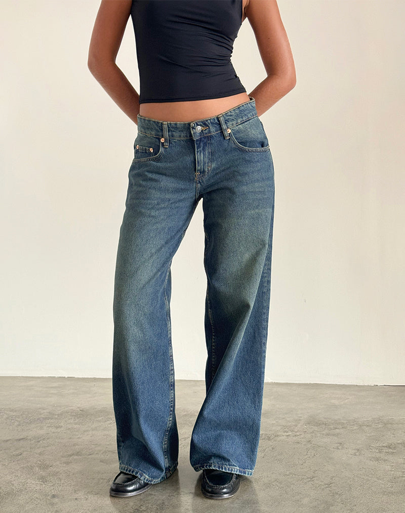 Jeans Roomy Extra Wide a vita bassa in blu brillante