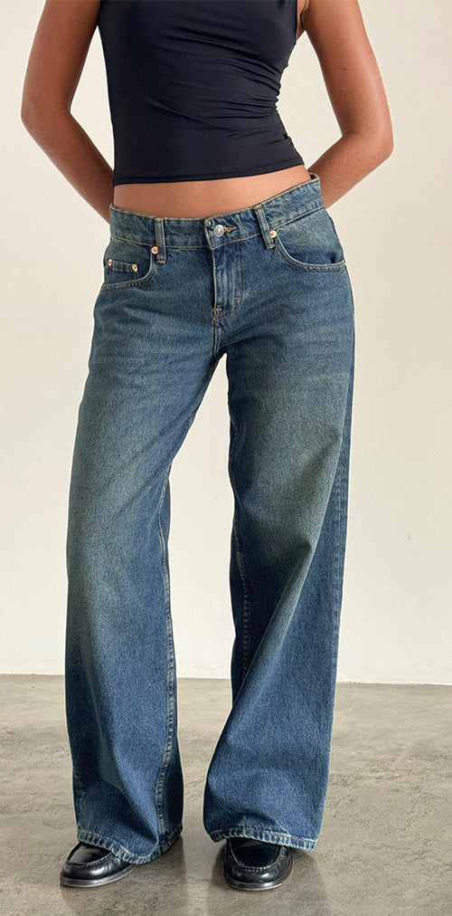 Immagine di Roomy Jeans extra larghi a vita bassa in blu brillante
