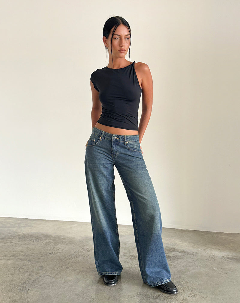 Jeans Roomy Extra Wide a vita bassa in blu brillante