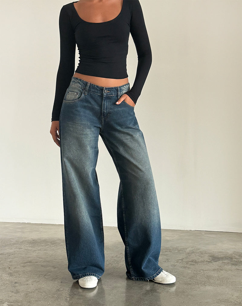 Immagine di Roomy Extra Wide Low Rise Jeans in Dark Vintage