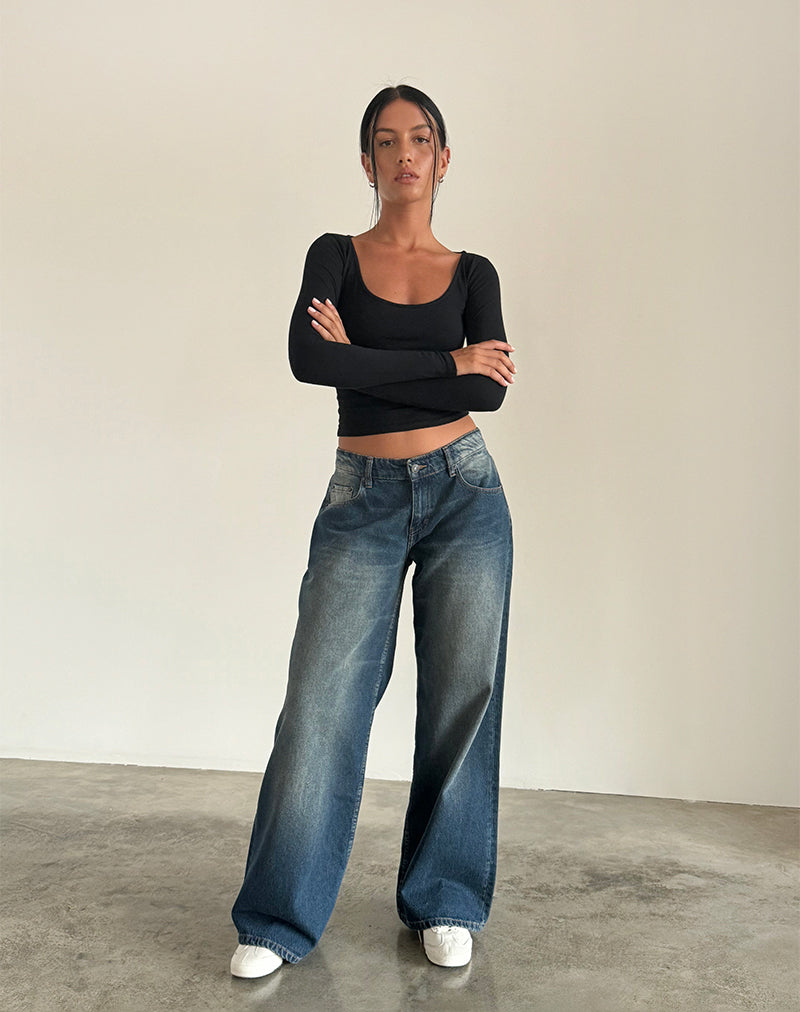 Jeans larghi extra a vita bassa in Dark Vintage